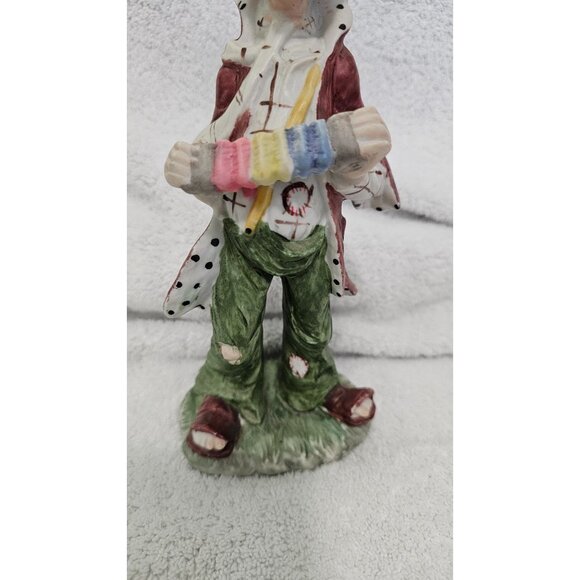 Vintage Porcelain Clown Figurine with Polka Dot Coat and Green Pants Handpainted - Picture 4 of 8